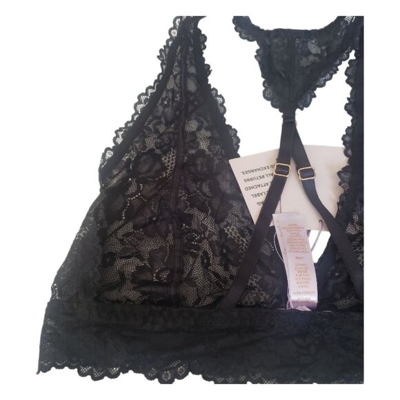 CT2033 Savage x Fenty NWT Black Lace Halter Neck Bralette Large - Picture 5 of 8